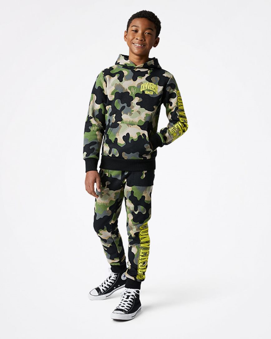 Calças Jogger Converse Camo Menino Verde Oliva | PT X08073P